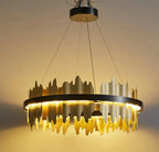 Stratos™ Modern Luxury Crystal Chandelier – K9 Smoky & Clear Glass LED Pendant Light Void Lighting