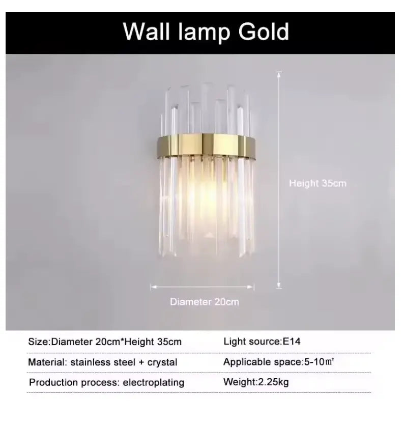 Aurielle™ Crystal Wall Sconce - Gold Void Lighting