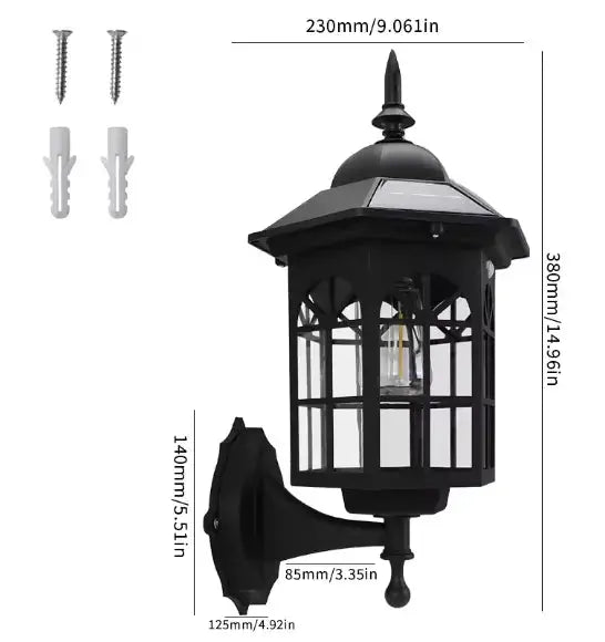 VintageLux™ Solar Outdoor Wall Lantern – Waterproof European-Style Solar Exterior Wall Light Luminescense