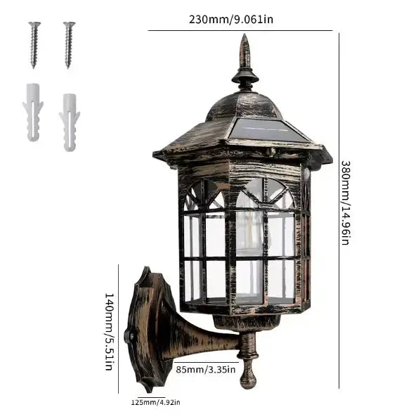 VintageLux™ Solar Outdoor Wall Lantern – Waterproof European-Style Solar Exterior Wall Light Luminescense