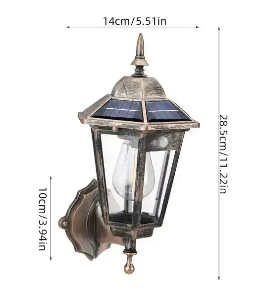 VintageLux™ Solar Outdoor Wall Lantern – Waterproof European-Style Solar Exterior Wall Light Luminescense