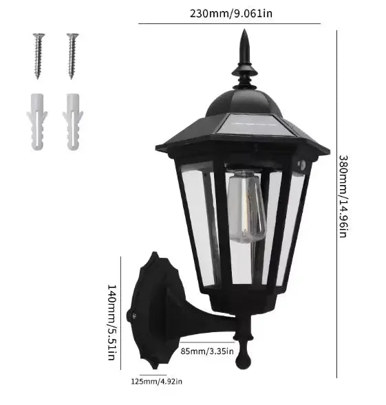 VintageLux™ Solar Outdoor Wall Lantern – Waterproof European-Style Solar Exterior Wall Light Luminescense