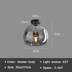 AuraDrop™ Modern Glass Ceiling Light – E27 Flush Mount with Cognac & Smoke Glass Luminescense