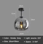 AuraDrop™ Modern Glass Ceiling Light – E27 Flush Mount with Cognac & Smoke Glass Luminescense