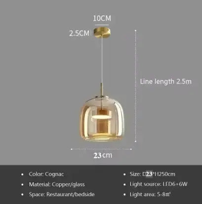 HaloNest™ Hand-Blown Glass Pendant Light – Modern Nordic Ceiling Lamp with Warm LED Glow Luminescense