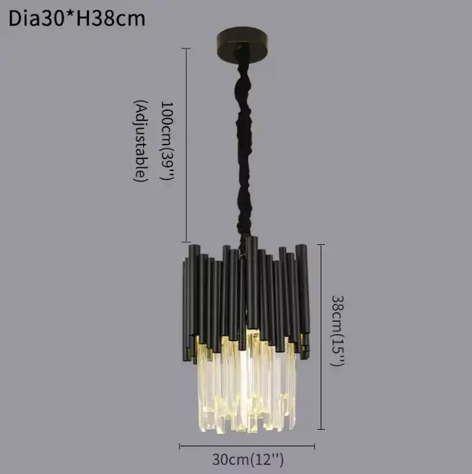 Obsidian Veil™ Crystal Pendant Light – Modern Black Luxury Chandelier Luminescense