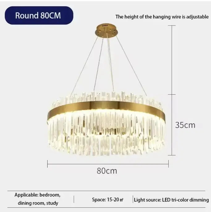 Aurielle™ Modern Crystal LED Chandelier – Luxury Gold Pendant Light Luminescense