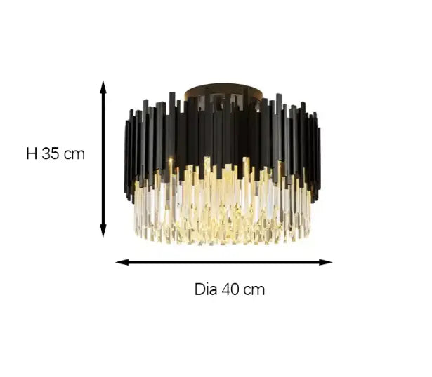 Noctyra™ Black Crystal Ceiling Chandelier – Modern Luxury Flush Mount Light Luminescense