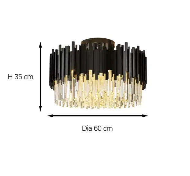 Noctyra™ Black Crystal Ceiling Chandelier – Modern Luxury Flush Mount Light Luminescense