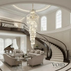 Grand Spiral Crystal Chandelier - Luxury Gold Staircase Lighting - VoidAstra™ Luminescense