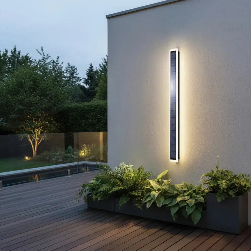 SolarGlow™ Linear Wall Light — Modern Solar-Powered Exterior Accent Lighting Luminescense