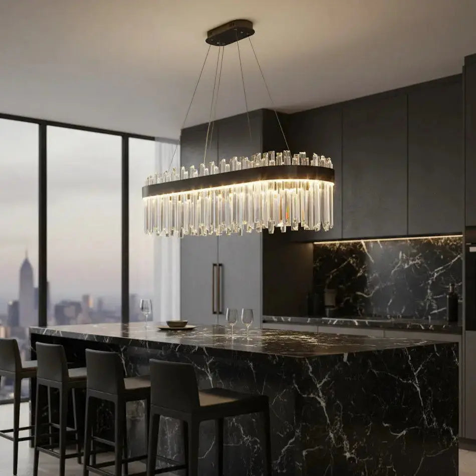 Aurielle™ Modern Crystal LED Chandelier – Luxury Gold Pendant Light Luminescense