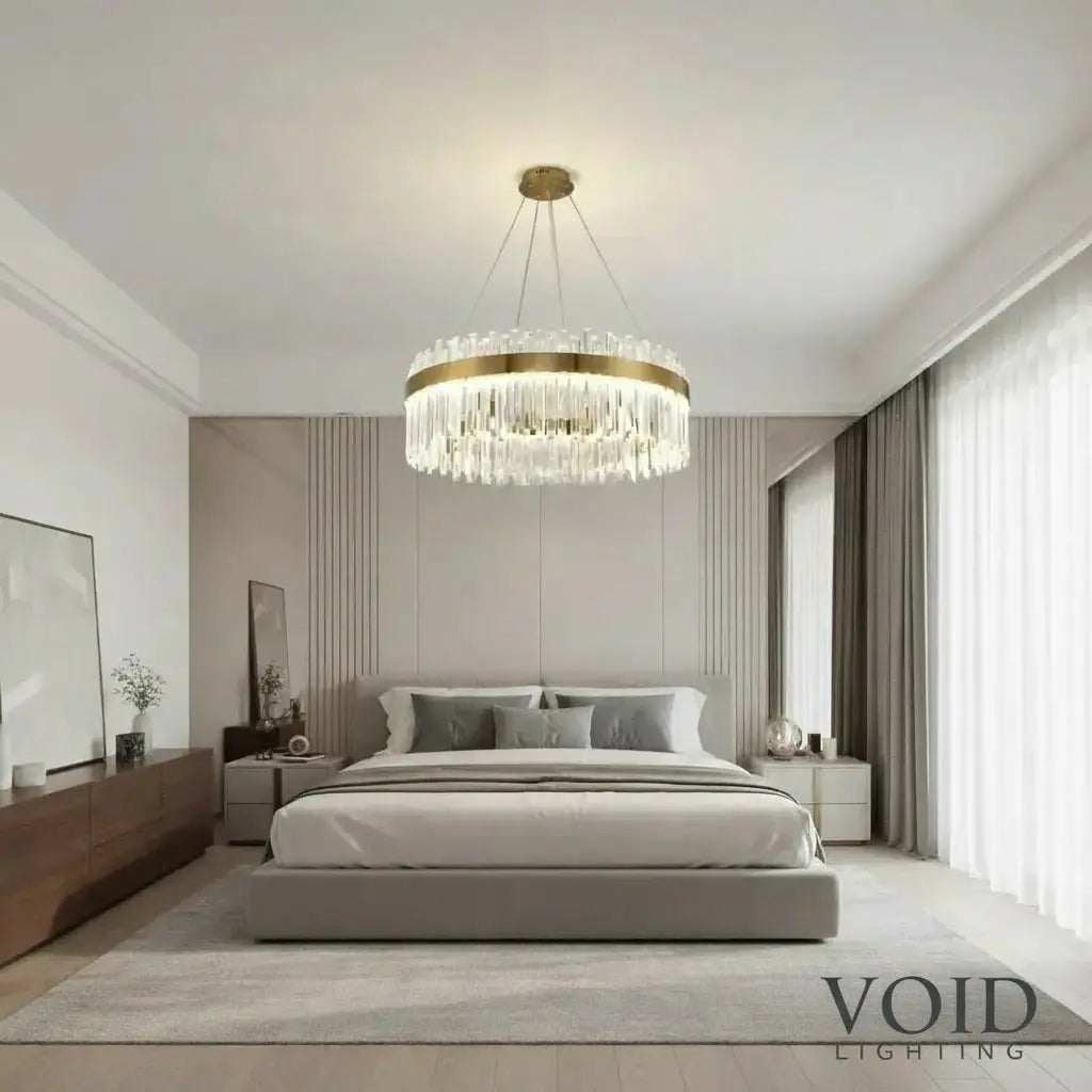 Aurielle™ Modern Crystal LED Chandelier – Luxury Gold Pendant Light Luminescense