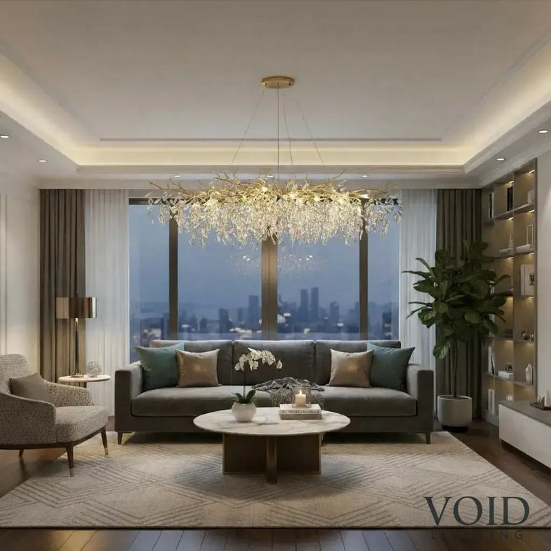 CrystalBloom™ Luxury Chandelier – Stainless Steel & Crystal LED Ceiling Light Luminescense