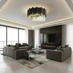 Noctyra™ Black Crystal Ceiling Chandelier – Modern Luxury Flush Mount Light Luminescense