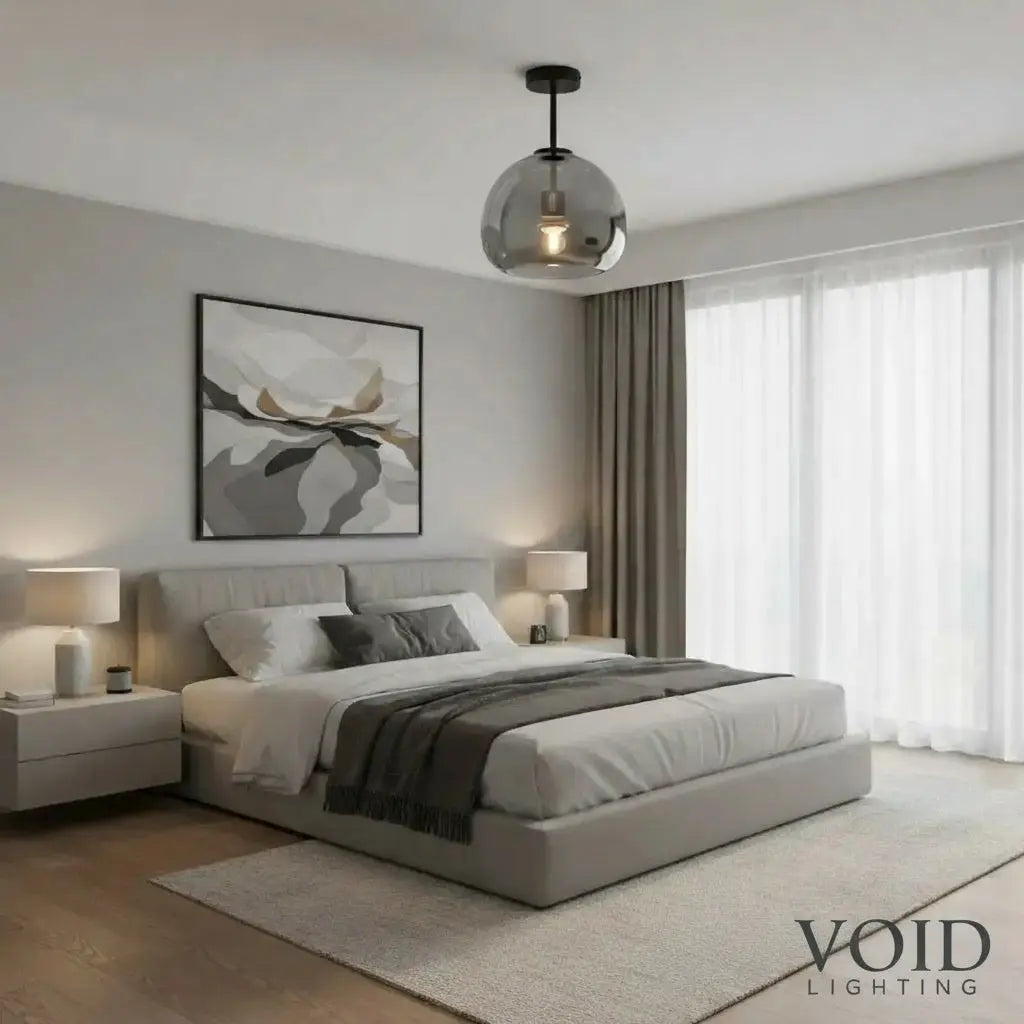 AuraDrop™ Modern Glass Ceiling Light – E27 Flush Mount with Cognac & Smoke Glass Luminescense