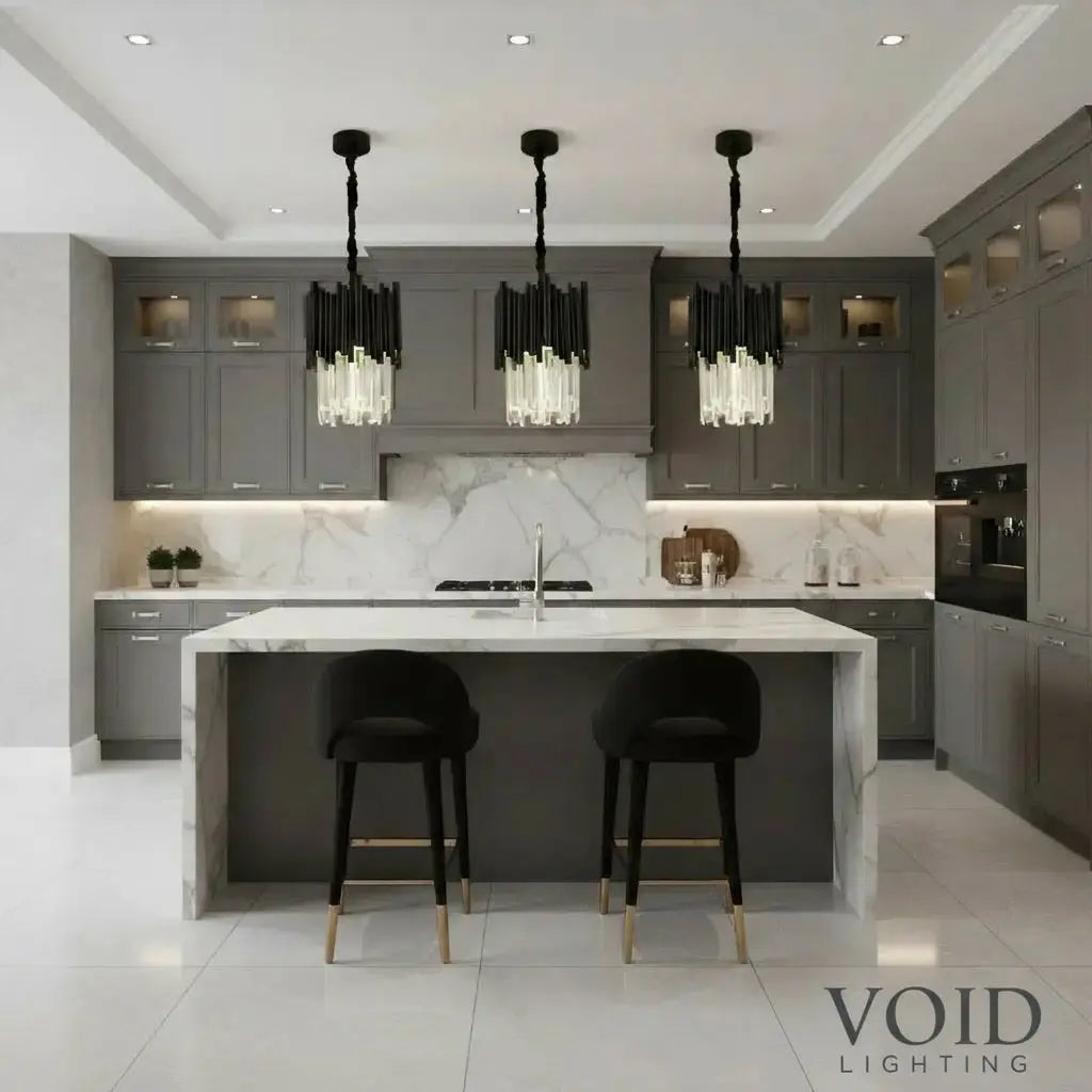 Obsidian Veil™ Crystal Pendant Light – Modern Black Luxury Chandelier Luminescense