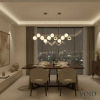 AuraSphere™ Modern Linear Glass Globe Chandelier – Adjustable Multi-Head LED Ceiling Light Luminescense