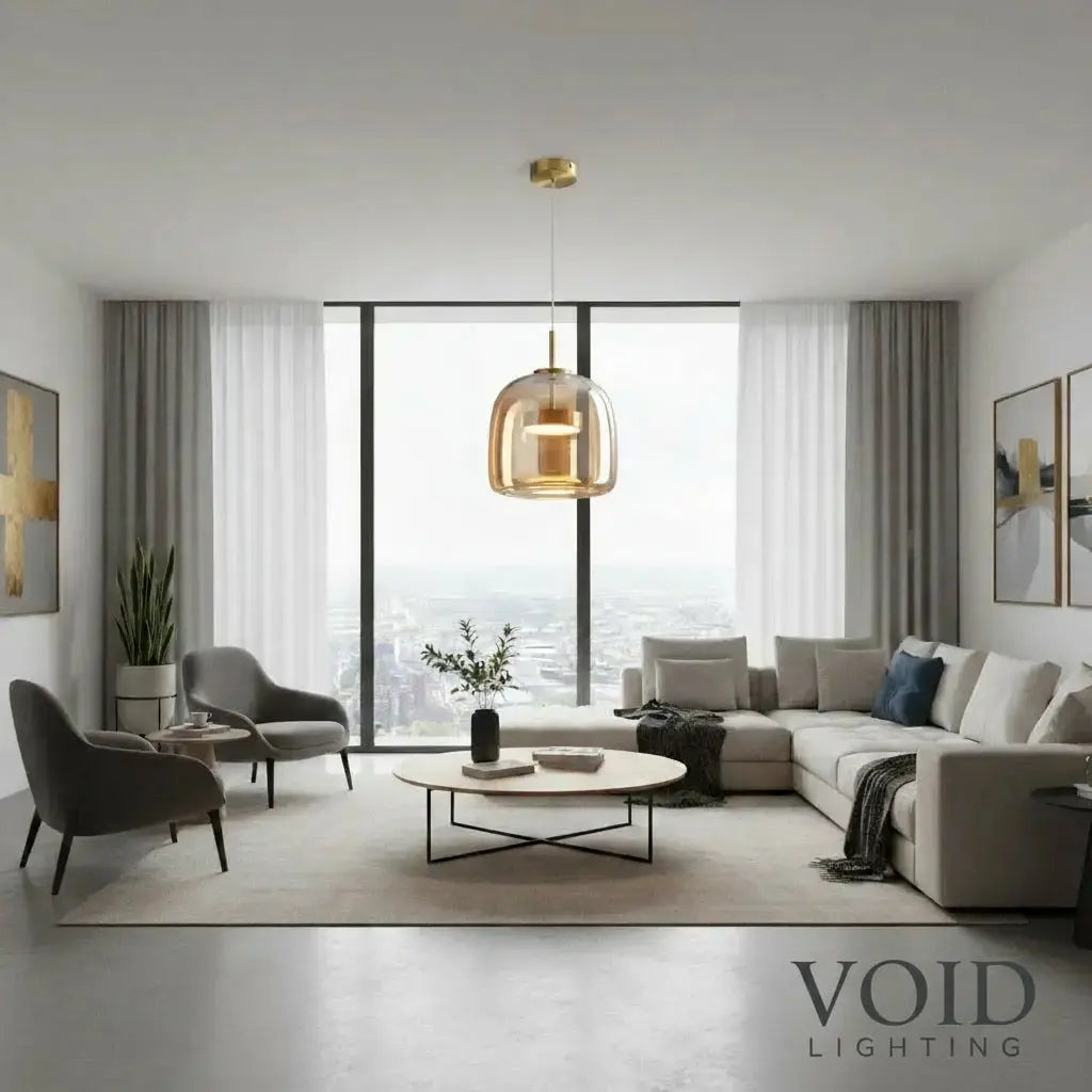 HaloNest™ Modern Glass Pendant - Hand-Blown Nordic Ceiling Light Luminescense