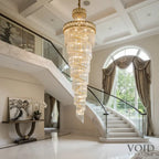Grand Spiral Crystal Chandelier - Luxury Gold Chandelier for Staircase - VoidAstra™ Luminescense