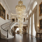 Grand Spiral Crystal Chandelier - Luxury Gold Chandelier for Staircase - VoidAstra™ Luminescense