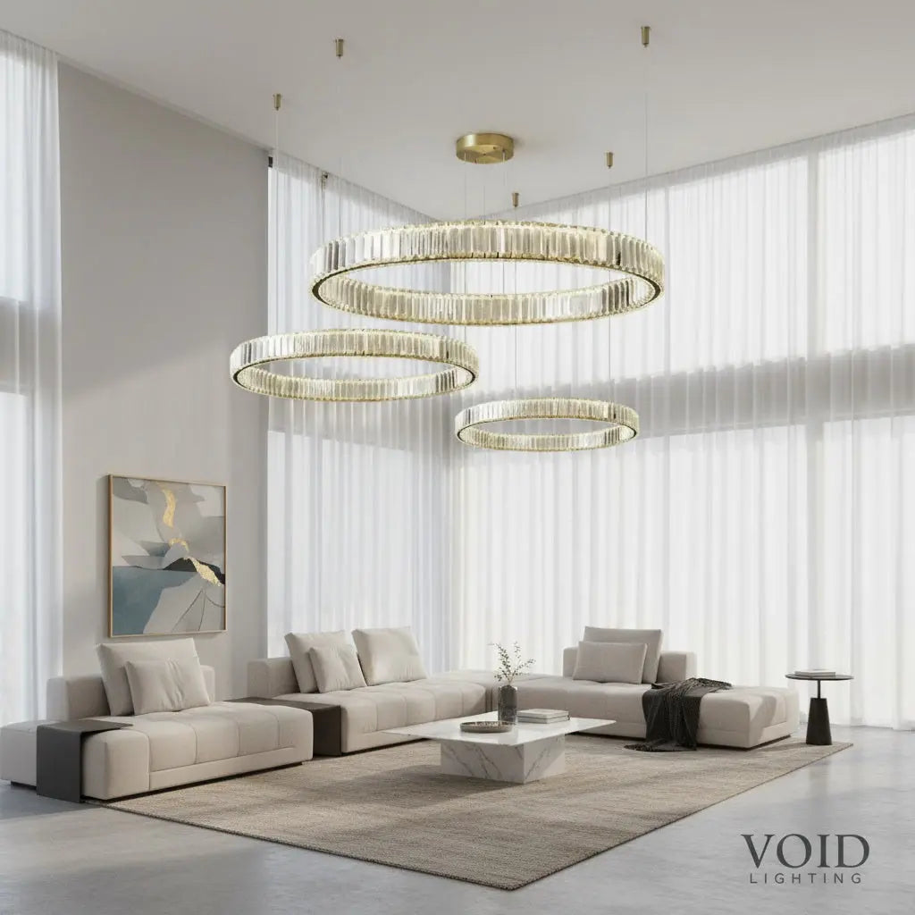 LumaRing™ Modern Crystal Ring Chandelier – Dimmable LED Ceiling Pendant for High-End Interiors Luminescense