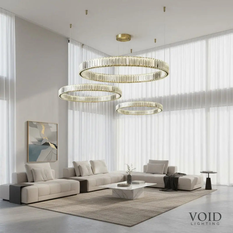 LumaRing™ Modern Crystal Ring Chandelier – Dimmable LED Ceiling Pendant for High-End Interiors Luminescense