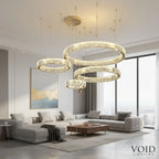 LumaRing™ Modern Crystal Ring Chandelier – Dimmable LED Ceiling Pendant for High-End Interiors Luminescense