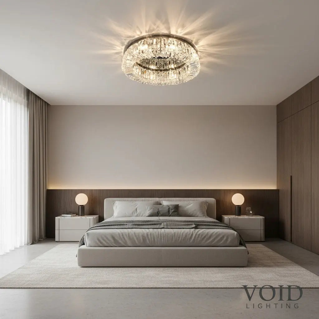 Modern Crystal Flush Mount Ceiling Light - Luxury LED Chandelier - AuroraCrest™ Luminescense