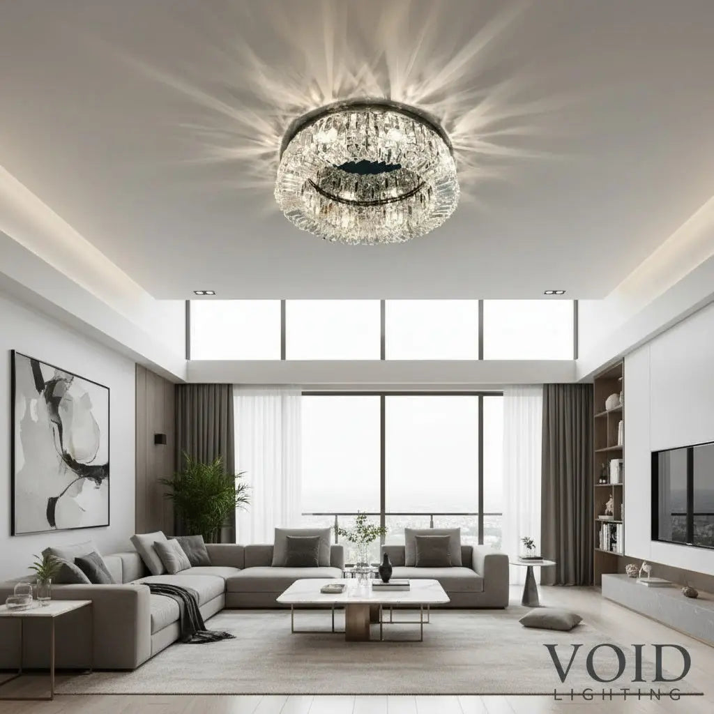 Modern Crystal Flush Mount Ceiling Light - Luxury LED Chandelier - AuroraCrest™ Luminescense