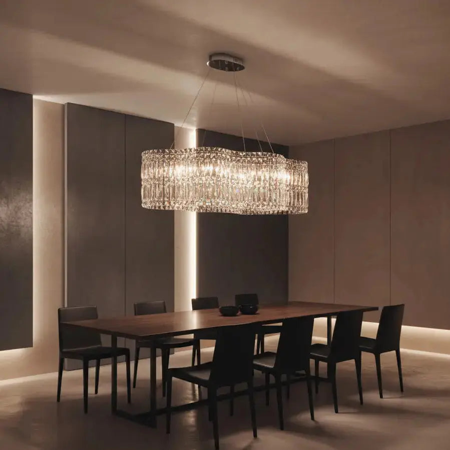 Crystella Modern Luxury LED Crystal Flush-Mount Chandelier Luminescense