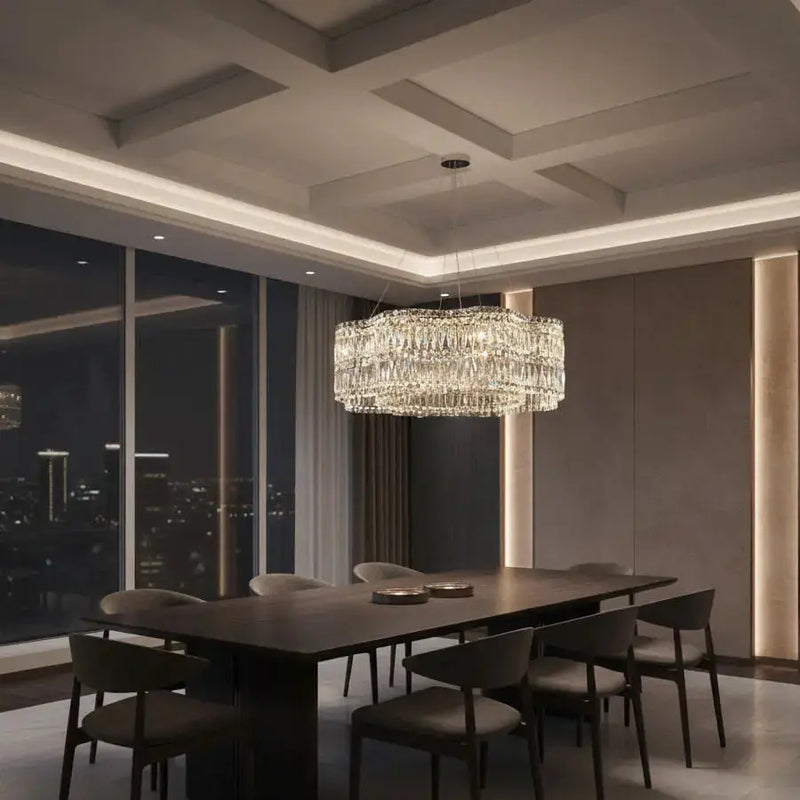 Crystella Modern Luxury LED Crystal Flush-Mount Chandelier Luminescense