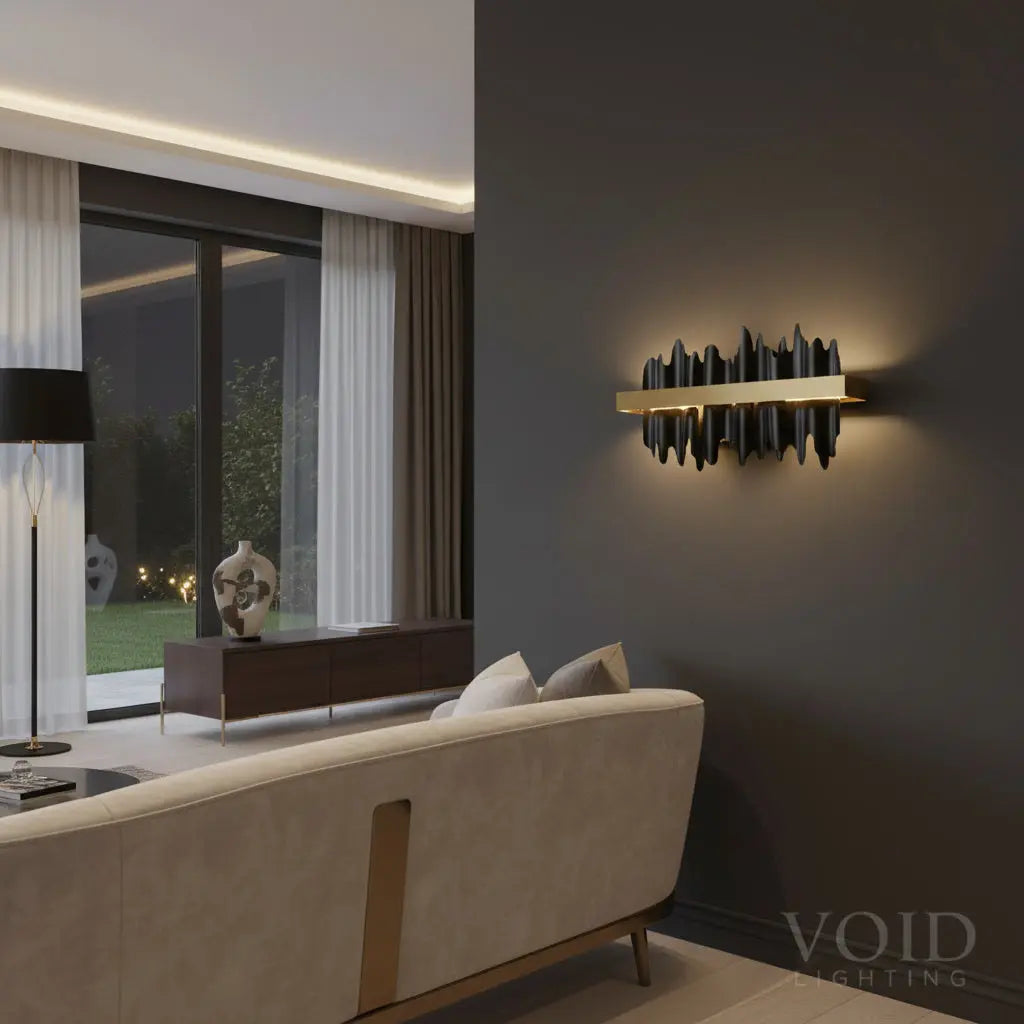 Stratos™ Modern Luxury Crystal Wall Sconce – Smoky K9 Architectural Perimeter Light Void Lighting