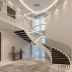 Modern Spiral LED Chandelier - Sculptural Multi-Ring Pendant Light - AstraFlow™ Luminescense