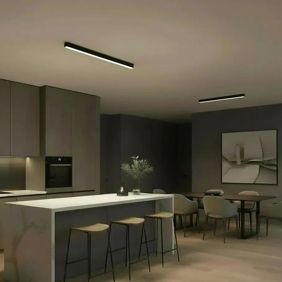 SANBDDLYY Minimalist LED Linear Ceiling Light Modern Recessed Hallway Ceiling Light Metal Bar Long Black Metal Strip Ceiling Lamp White Home Office Ceiling Light C (Color : White 60cm, Size : White