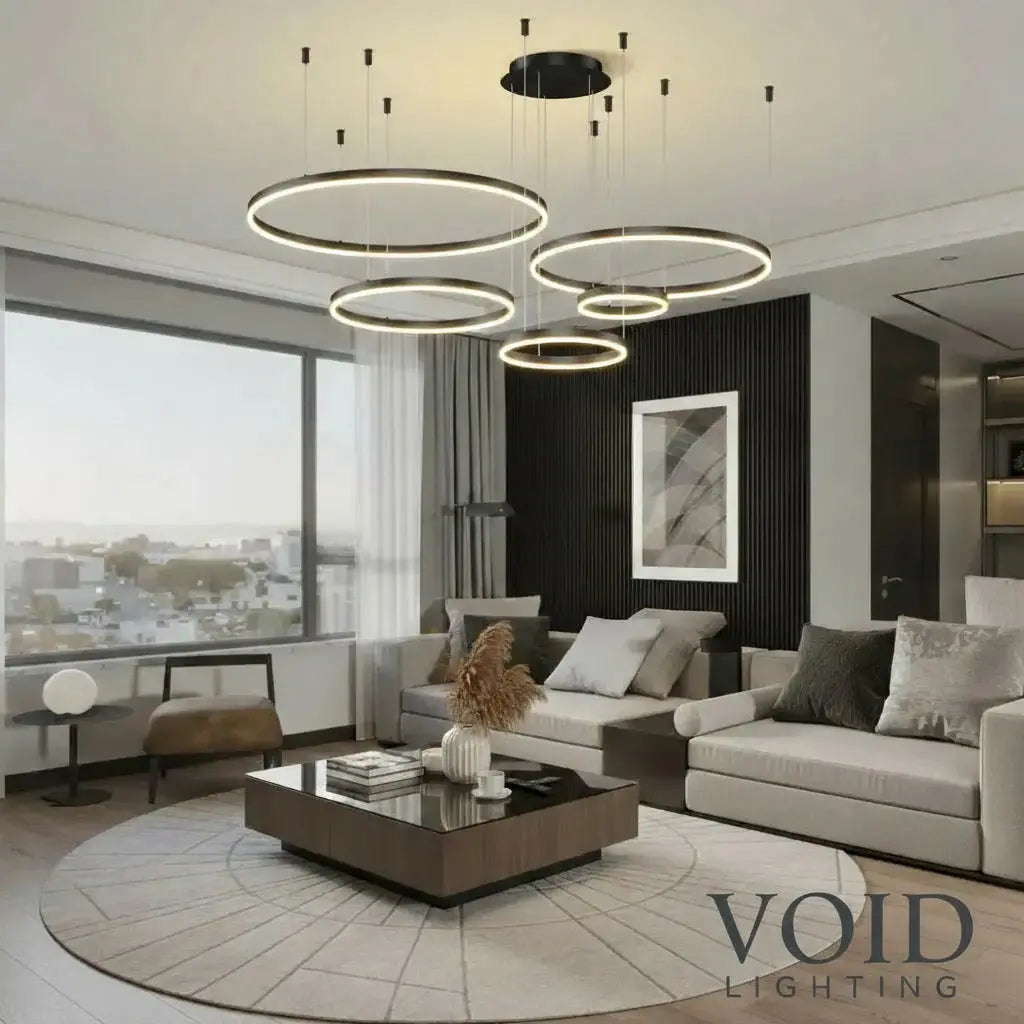 VoidHalo™ Modern LED Ring Pendant - Luxury Minimalist Multi-Ring Chandelier - VOID Lighting™ Luminescense