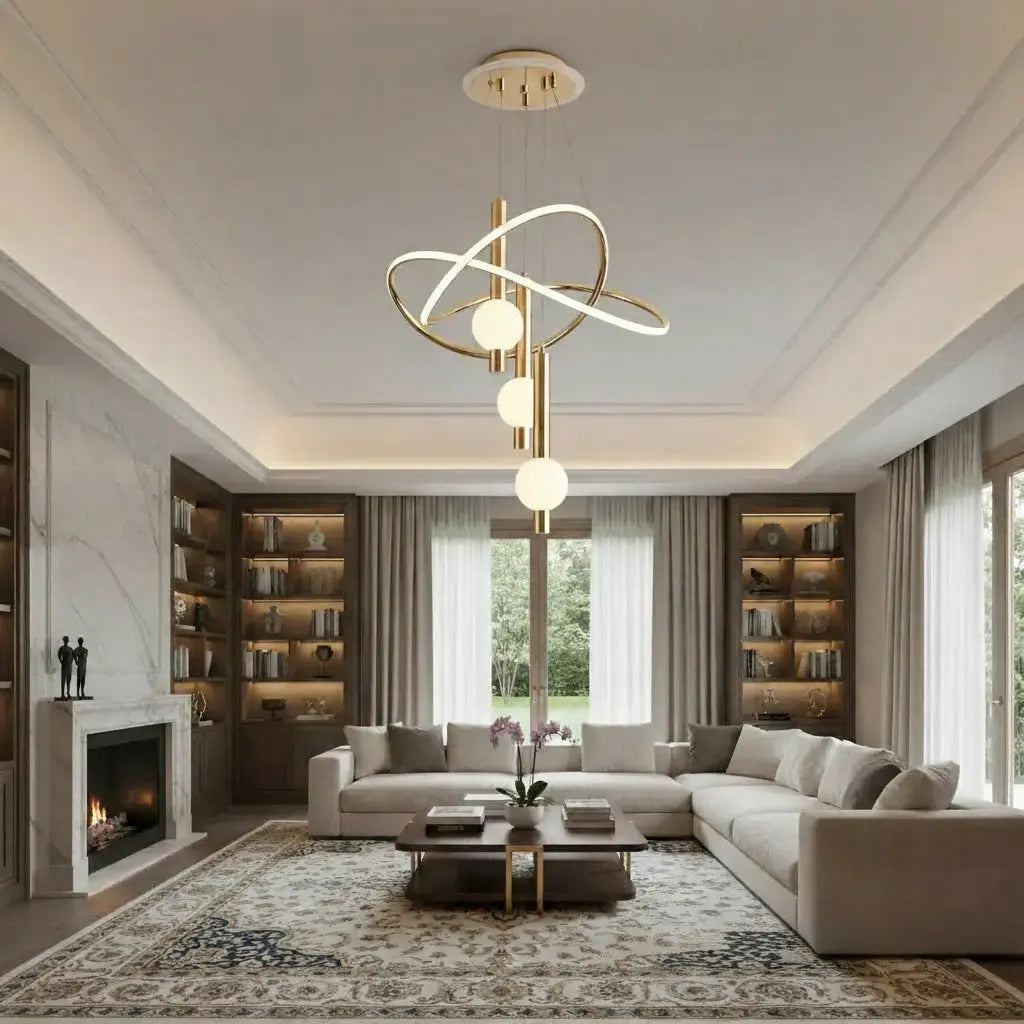 Modern Spiral LED Chandelier - Sculptural Helix Pendant Light - HelixAura™ Luminescense