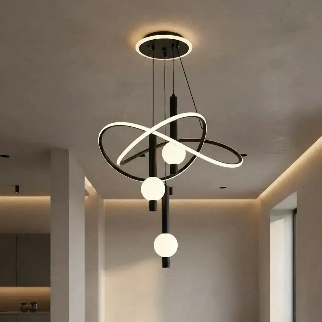 Modern Spiral LED Chandelier - Sculptural Helix Pendant Light - HelixAura™ Luminescense