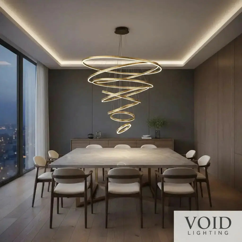 Grand Foyer Chandelier - Luxury High Ceiling LED Spiral Pendant - HelixAura™ Luminescense