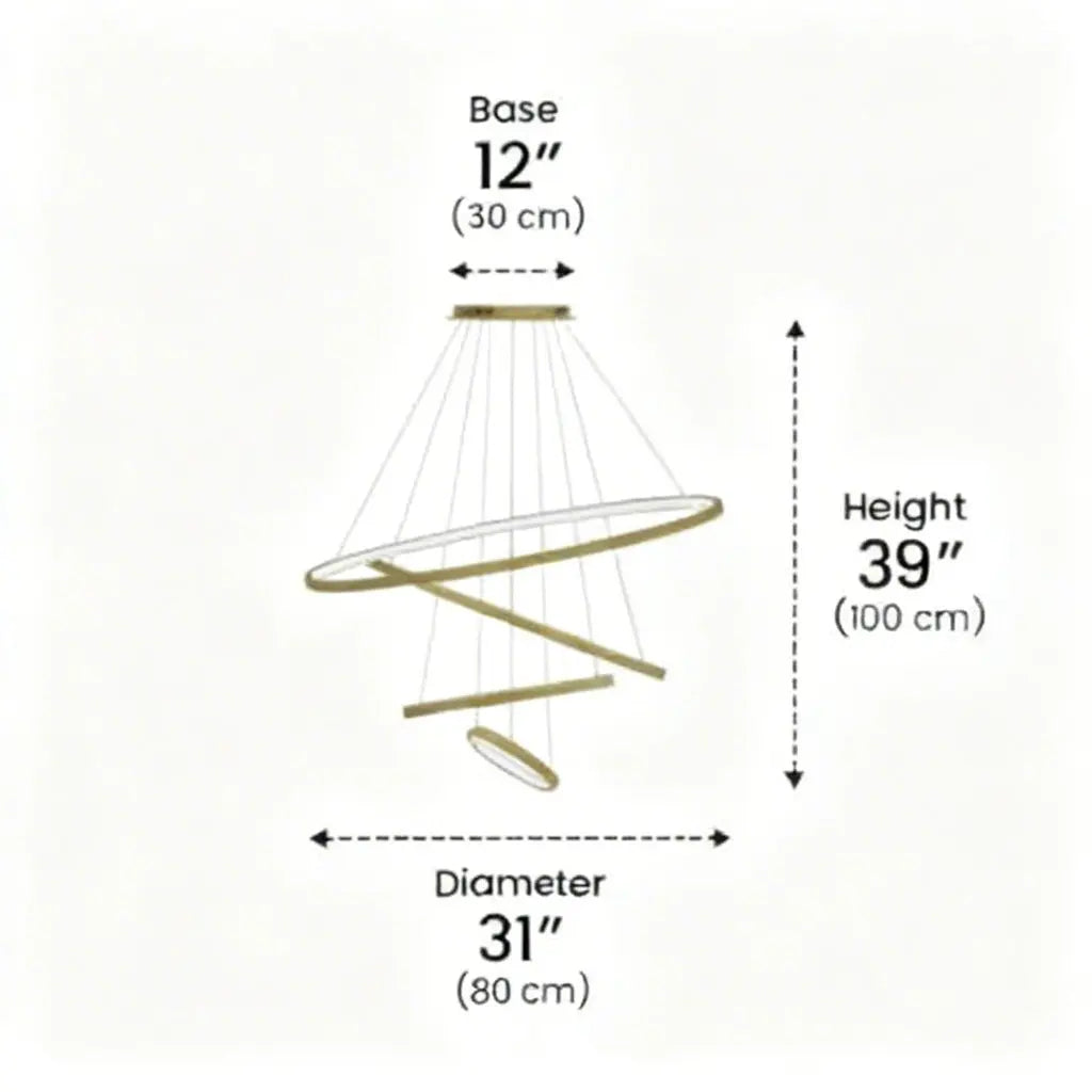 Modern Spiral LED Chandelier - Sculptural Multi-Ring Pendant Light - AstraFlow™ Luminescense