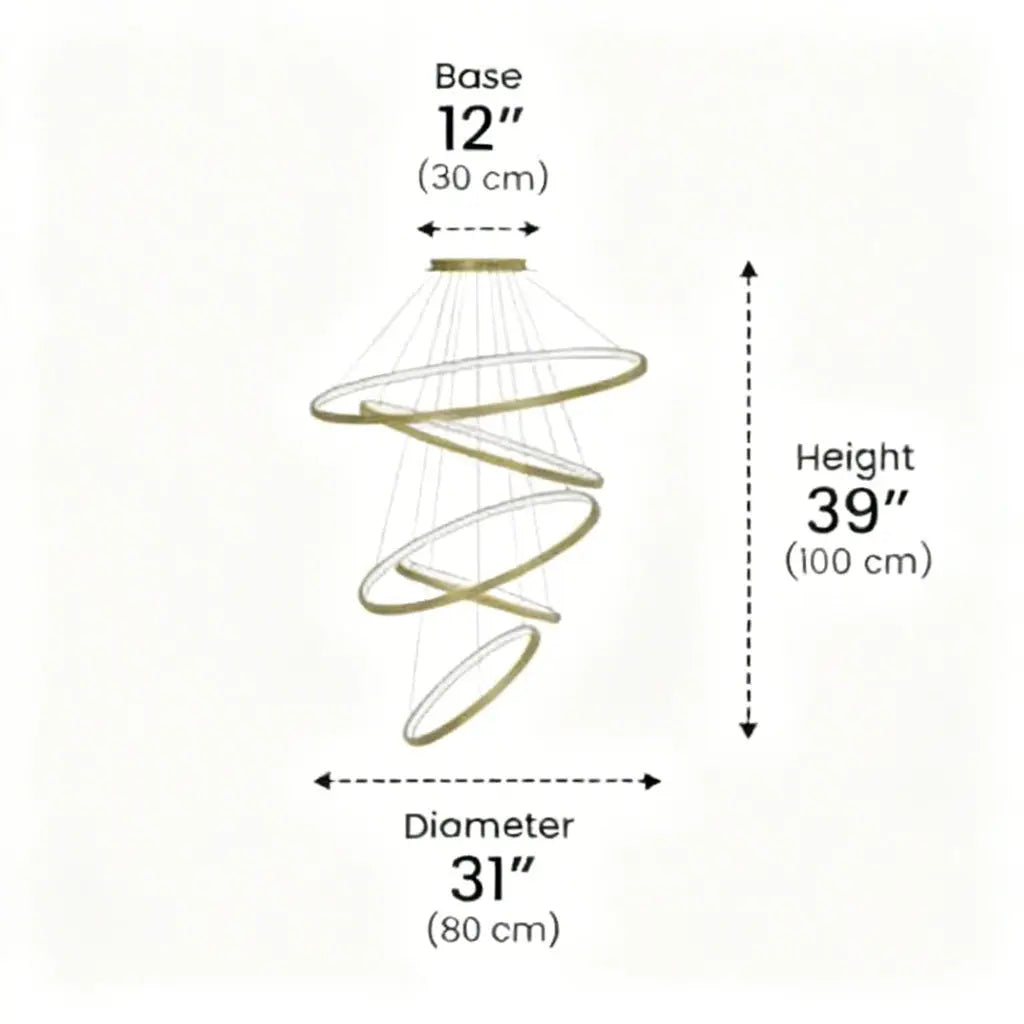 Modern Spiral LED Chandelier - Sculptural Multi-Ring Pendant Light - AstraFlow™ Luminescense