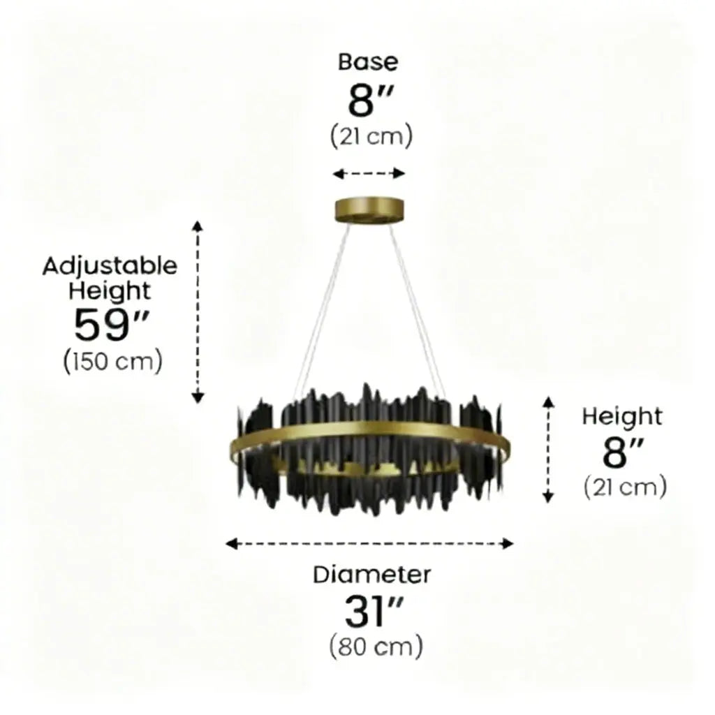 Stratos™ Modern Luxury Black Crystal Chandelier – K9 Smoky & Clear Glass LED Pendant Light Void Lighting