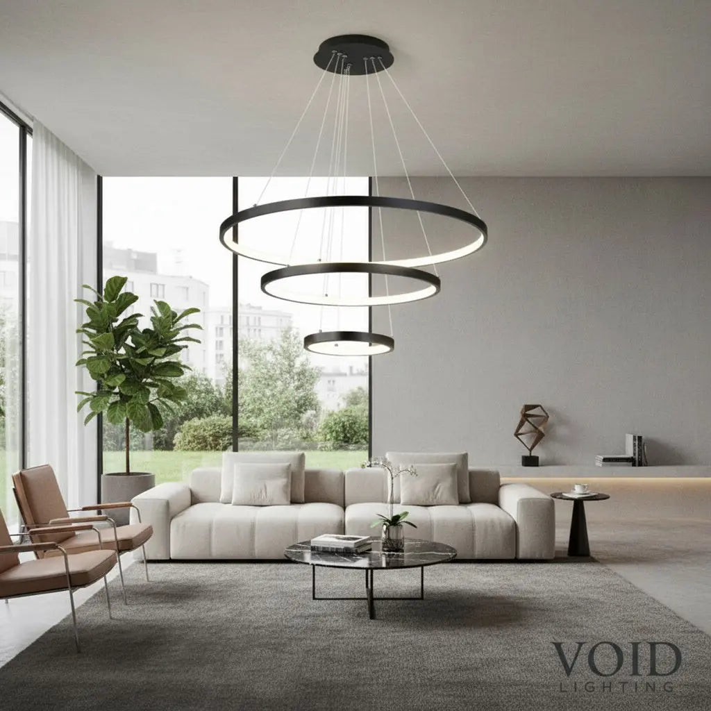 Modern Spiral LED Chandelier - Sculptural Multi-Ring Pendant Light - AstraFlow™ Luminescense