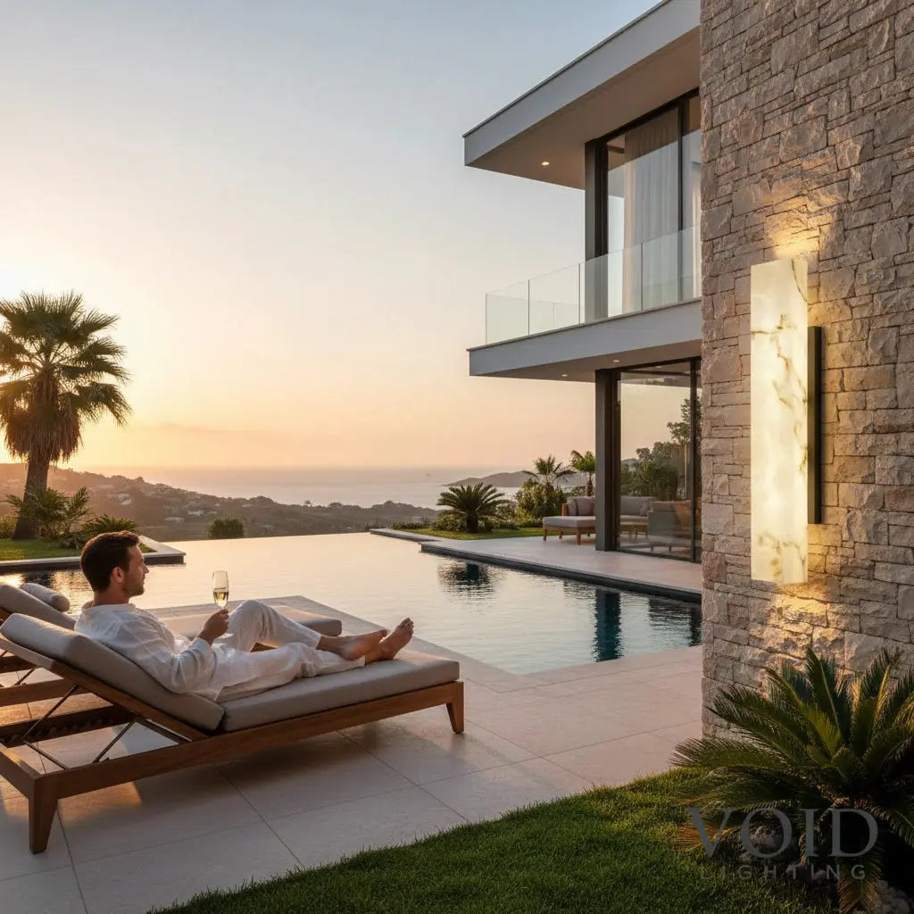 VoidMarble™ Luxury Outdoor Wall Sconce - Modern Marble & LED Exterior Light - VOID Lighting™ Luminescense