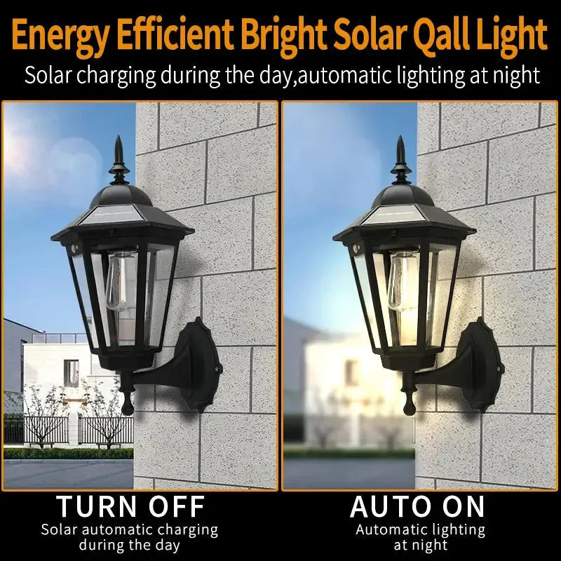 VintageLux™ Solar Outdoor Wall Lantern – Waterproof European-Style Solar Exterior Wall Light Luminescense