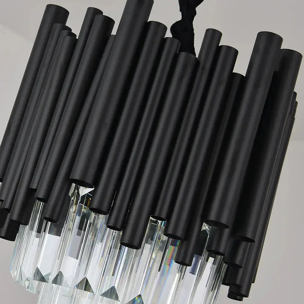 Obsidian Veil™ Crystal Pendant Light – Modern Black Luxury Chandelier Luminescense