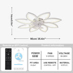 Petaluxe™ Modern LED Ceiling Fan Light – Architectural Floral Fan with Remote Control Luminescense