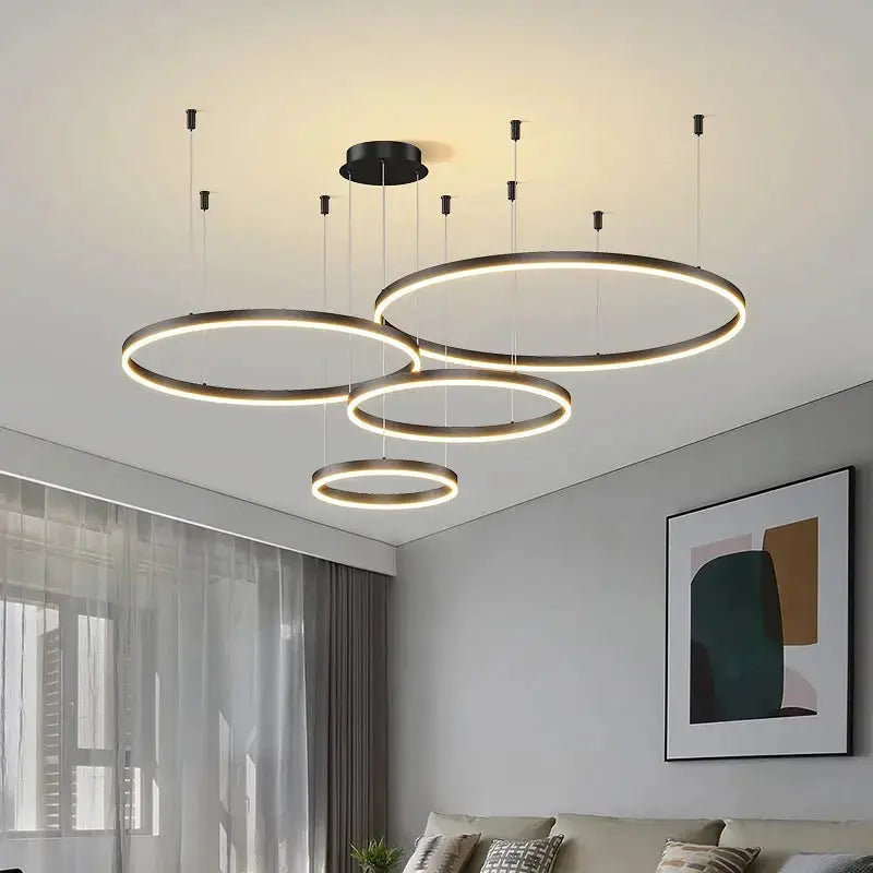 LumaHalo™ Modern LED Ring Pendant Light – Dimmable Luxury Minimalist Chandelier Luminescense
