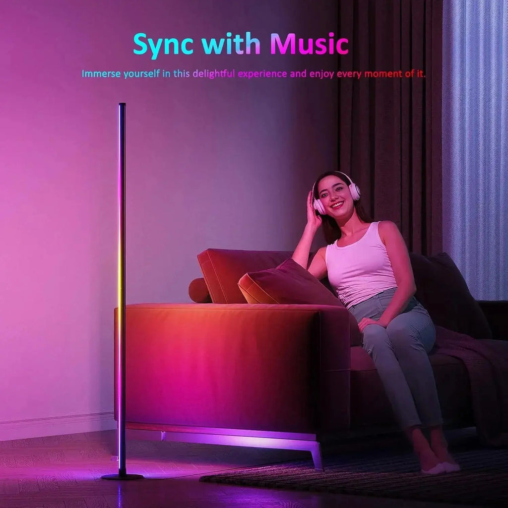 LuminaEdge™ RGB Corner Floor Lamp – 155cm Smart Ambient LED Light Luminescense