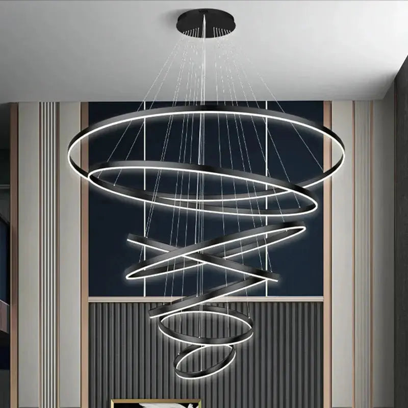 HelixAura™ Modern Spiral LED Chandelier – Dimmable Sculptural Pendant Light Luminescense
